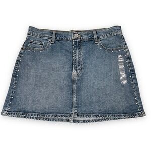 Gap Denim Studded Mini Skirt Women's Size 14/32 Blue Distressed Y2K Western Rock